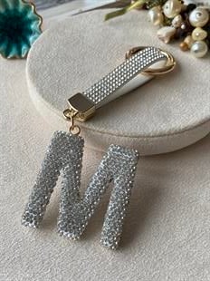 Taşlı Beyaz Harf Anahtarlık