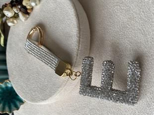 Taşlı Beyaz Harf Anahtarlık