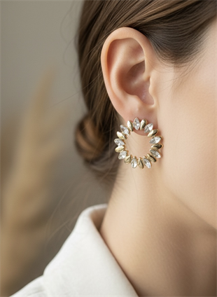 Taşlı Çelenk Küpe