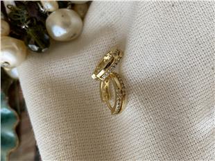 Taşlı Çift Sıra Halka Kıkırdak Küpe