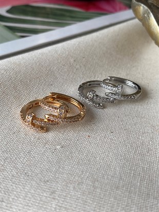 Taşlı Çivi Halka Küpe