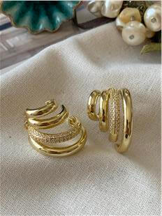 Taşlı Kalın Bombe Kaburga Küpe