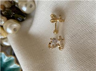 Taşlı Kalp Piercing