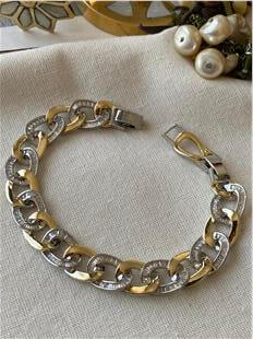 Taşlı Mix Renk Geniş Zincir Bileklik