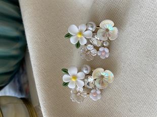 Taşlı Renkli Çiçekler Küpe