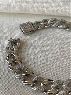 Taşlı Silver Örgü Bileklik