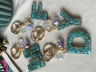 Turkuaz Çakıl Taşı Anahtarlık