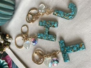 Turkuaz Çakıl Taşı Anahtarlık