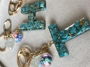 Turkuaz Çakıl Taşı Anahtarlık