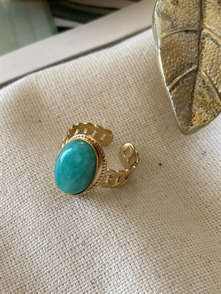 Ayarlanabilir Turkuaz Taşlı Yüzük