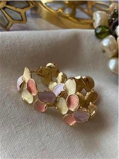 Turuncu Mineli Mini Yapraklar Halka Küpe