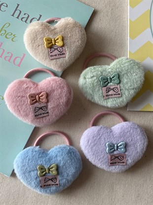 Tüylü Kalp Lastik Toka