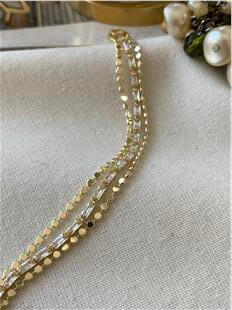 Üçlü 14K Kesme Taş Detaylı Ezme Bileklik