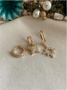 Üçlü Gold Stern Küpe