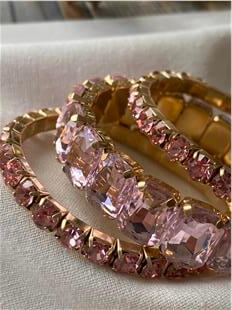 Üçlü Pembe Taşlı Esnek Bileklik