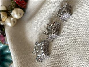 Üçlü Taşlı Kalın Yıldızlar Küpe