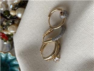 Üçlü Tektaş Detaylı Tffny Küpe