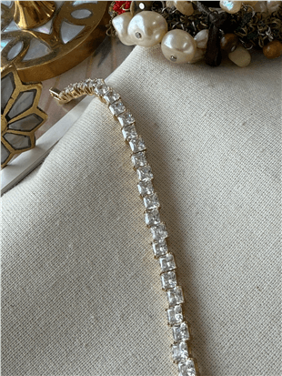 VIP 14K Asimetrik Kare Taşlar Bileklik