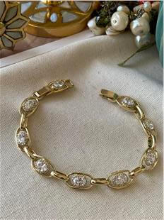 VIP 14K Badem Taşlı Halkalar Bileklik