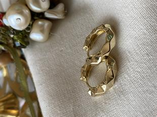 VIP 14K Baklava Desenli Halka Küpe