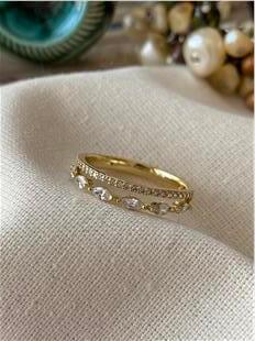 VIP 14K Çift Sıra Badem Yüzük