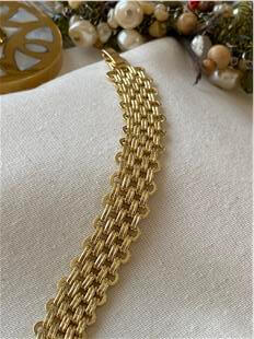 VIP 14K Desenli Geniş Örme Bileklik