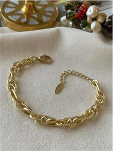 VIP 14K Desenli Halka Detaylı Geçme Bileklik