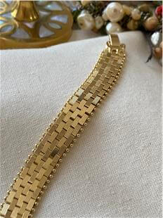 VIP 14K Desenli Yassı Örme Bileklik