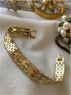 VIP 14K Desenli Yassı Örme Bileklik