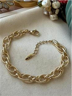 VIP 14K Geçmeli Çizgili Halkalar Bileklik