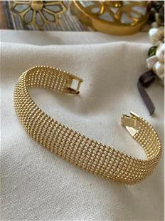 VIP 14K Geniş Dorika Örme Bileklik