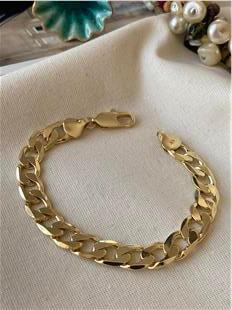 VIP 14K Geniş Ezme Zincir Bileklik