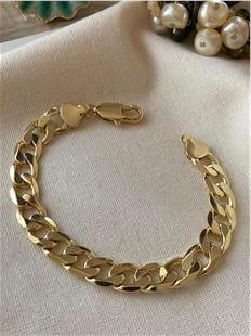 VIP 14K Geniş Ezme Zincir Bileklik