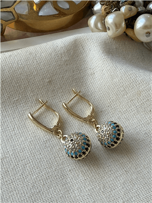 VIP 14K Göz Boncuk Sallantılı Küpe