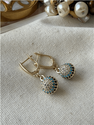 VIP 14K Göz Boncuk Sallantılı Küpe