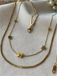 VIP 14K İkili Kelebekli Kolye