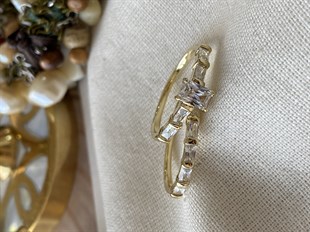 VIP 14K İkili Kesme Taşlı Yüzük