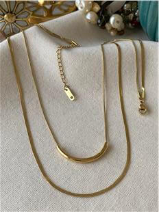 VIP 14K İkili Kıvrık Plakalı Kolye