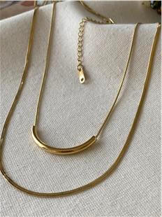 VIP 14K İkili Kıvrık Plakalı Kolye