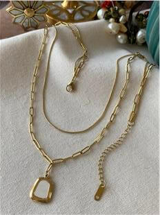 VIP 14K İkili Sedef Plakalı Kolye