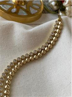 VIP 14K İkili Suyolu Detaylı Baloncuk Bileklik