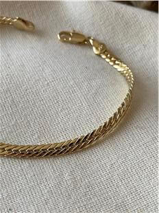 VIP 14K İnce Yassı Sık Örme Zincir Bileklik