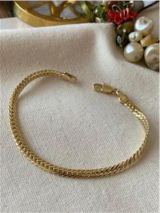 VIP 14K İnce Yassı Sık Örme Zincir Bileklik