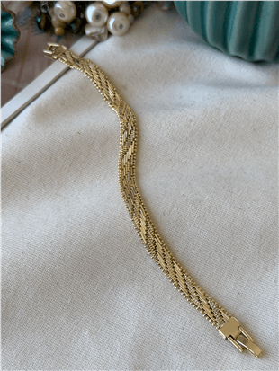 VIP 14K İnce Yatay Hasır Örgü Bileklik