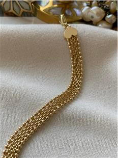 VIP 14K Kalp Detaylı Hasır Örme Bileklik