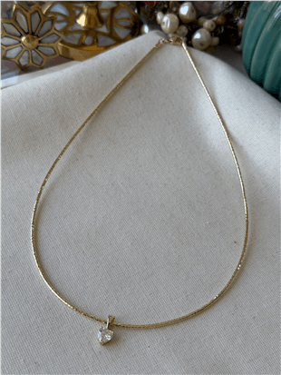VIP 14K Kalp Taşlı Choker Kolye