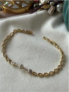 VIP 14K Kalp Taşlı Künye Bileklik