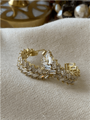 VIP 14K Kesme Taşlı C Model Küpe