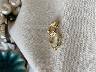 VIP 14K Mini Altıgen Küpe