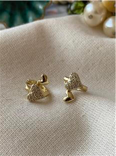 VIP 14K Mini Çift Kalp Küpe